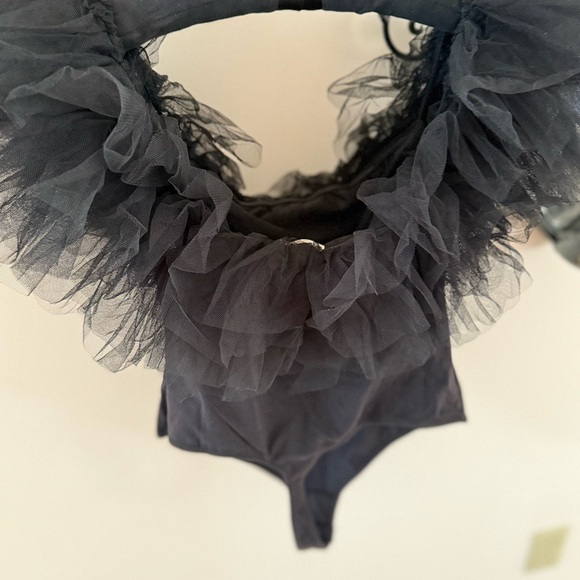 Free People Black Ruffled bodysuit - Picture 2 of 4